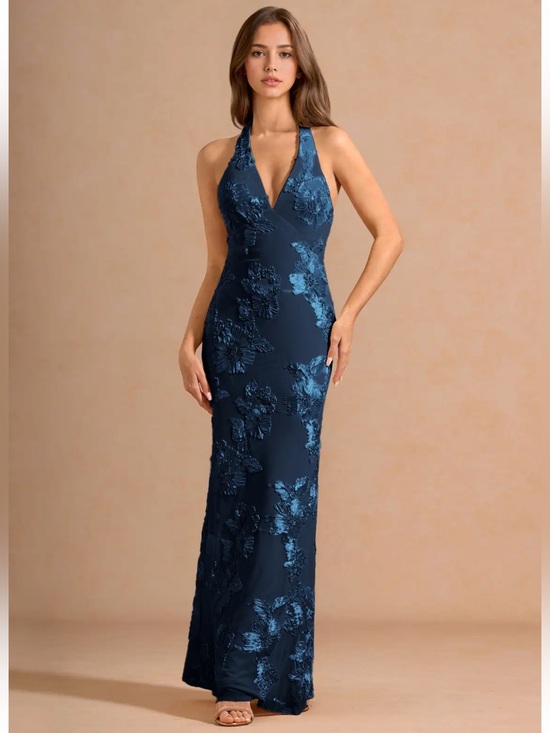 Azazie Dresses & Skirts - Azazie Navy Floral Lace Dulcie Maxi Dress
